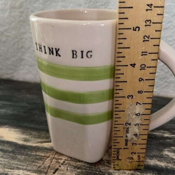 Magenta Exclusive Ceramic "Think Big" Mug With Green Stripes - Picture 4 of 6